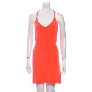 $355 Maje V-Neck Orange/Coral Beaded Mini Dress - 2 / M / 38